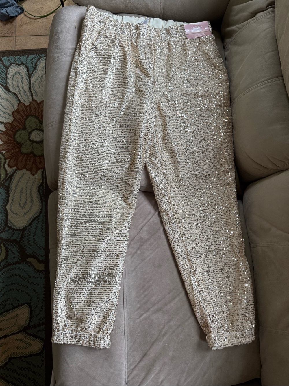 Serra Champagne Sequin Jogger Pants